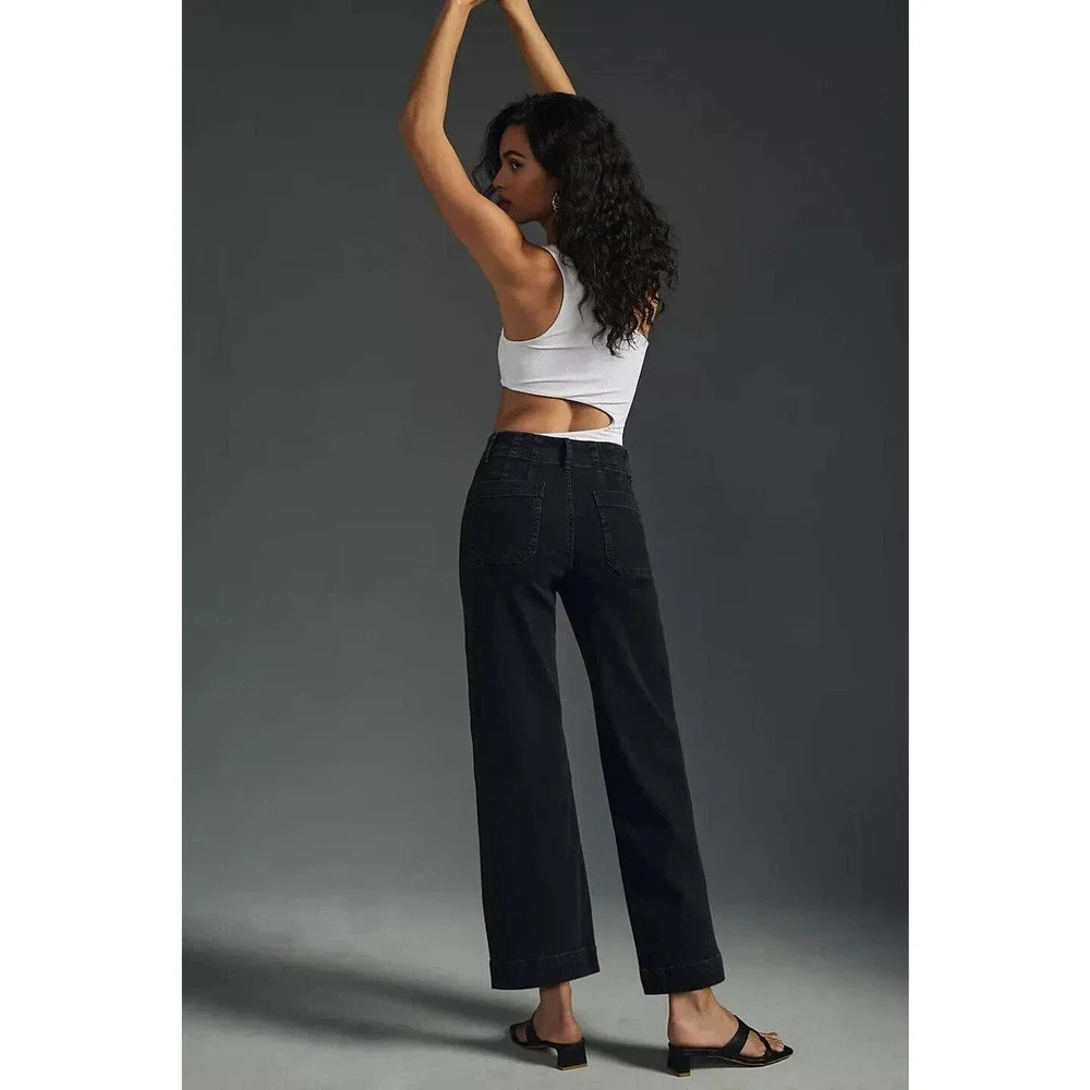 NWT Anthropologie Pilcro The Skipper Wide-Leg Jeans Size 23T Dark Grey - Picture 3 of 15